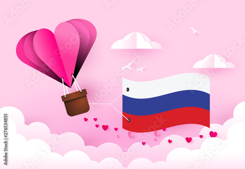 Heart air balloon with Flag of Russia for independence day or something similar