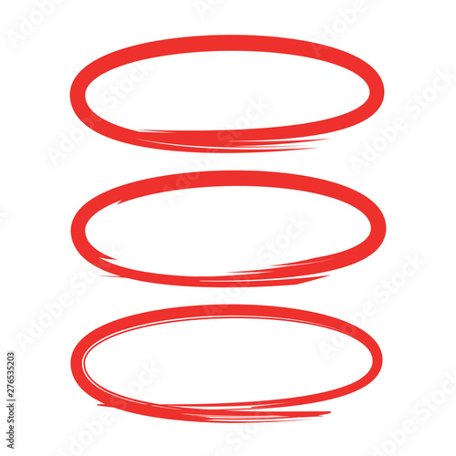 oval markers red hand drawn sketch line vector