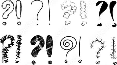 question marks exclamation points vector hand drawing set
