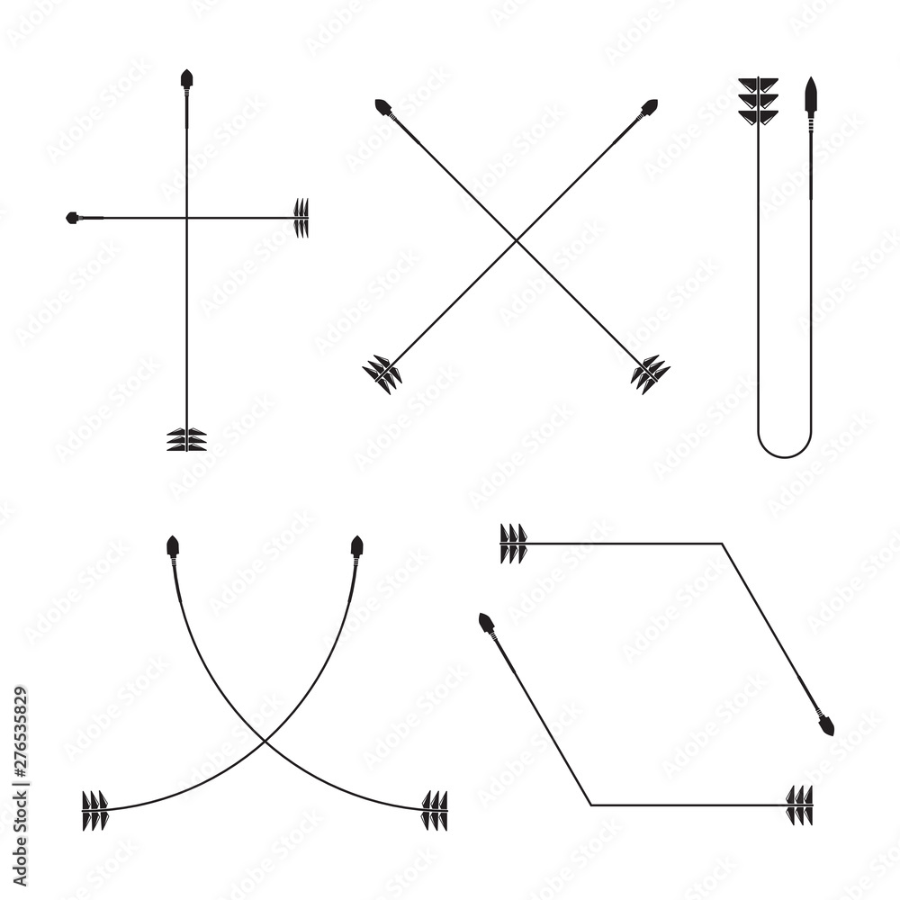 thin line bow arrows illustration set thin line bow arrows illustration set