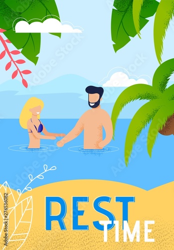Summer Vacation on Tropical Resort Vector poster