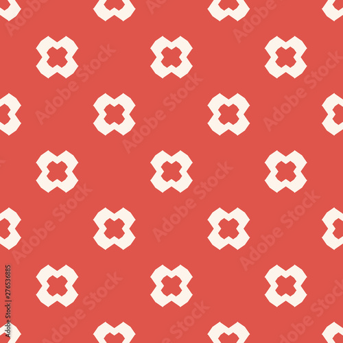 Vector abstract minimal geometric seamless pattern with crosses. Red and white
