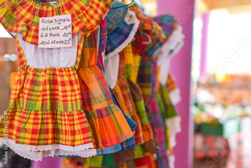 shop with traditional dress in the Caribbean Martinique island photo