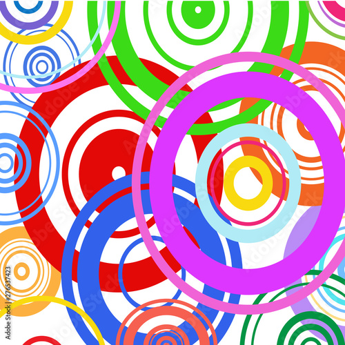Multicolored rings on white background 