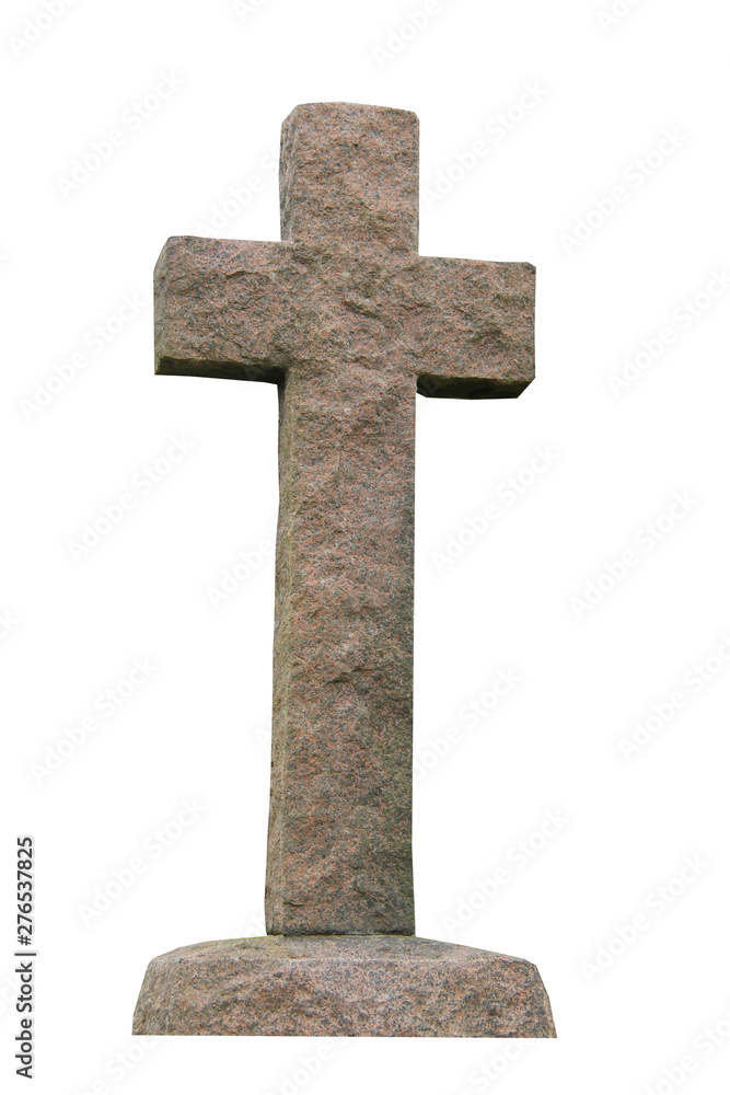 A Stone Memorial Cemetery Cross on a Plinth. A Stone Memorial Cemetery Cross on a Plinth.