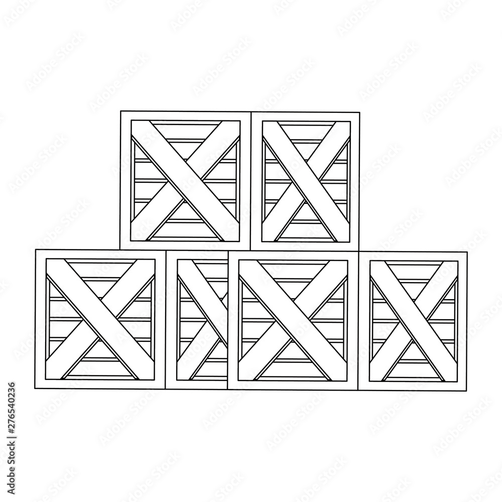 Merchandise wooden boxes piled up in black and white Merchandise wooden boxes piled up in black and white