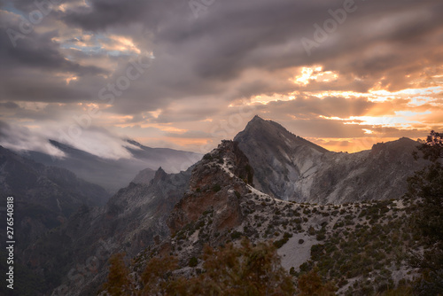  Natural landscape in winter with mountains and forest at sunset. © franciscojavier