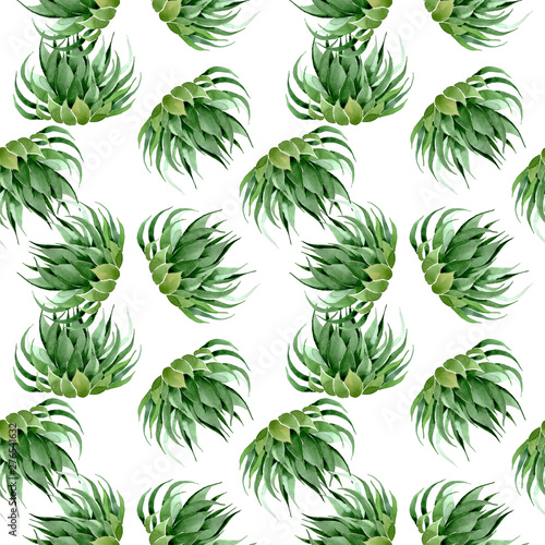 Green cactus floral botanical flower. Watercolor background illustration set. Seamless background pattern. © LIGHTFIELD STUDIOS
