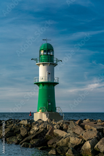 Beacon at the baltic sea in Warnem  nde