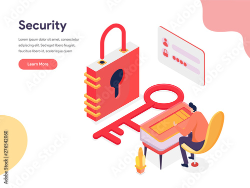Access and Security Illustration Concept. Isometric design concept of web page design for website and mobile website.Vector illustration