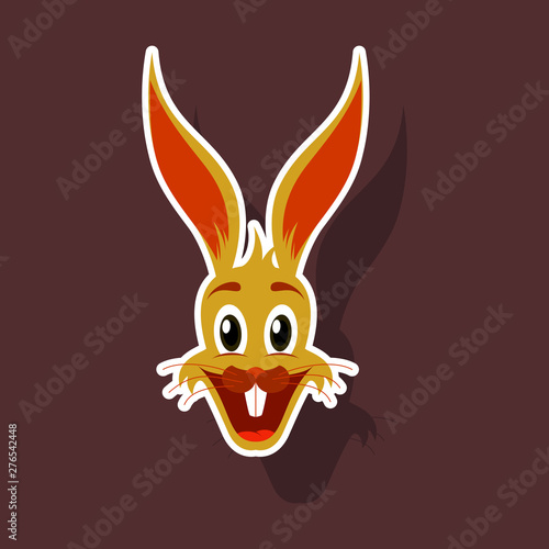 realistic paper sticker on theme funny animal bunny