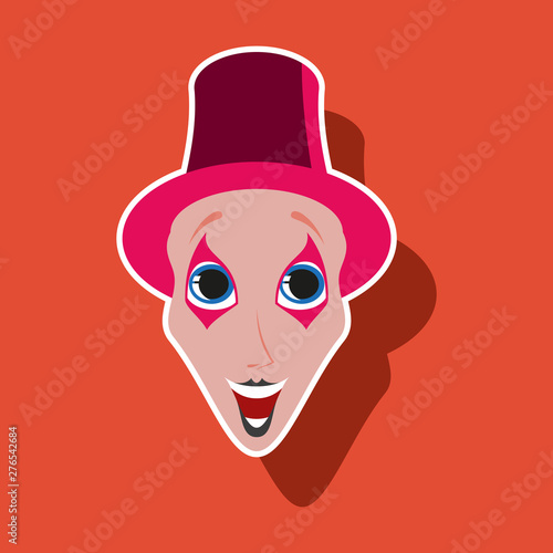 realistic paper sticker on theme humor clown mime