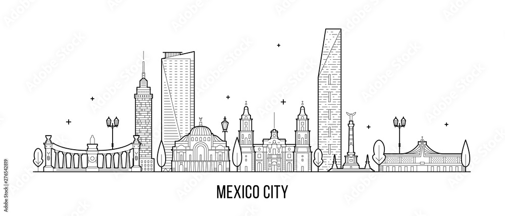 Mexico city skyline Mexico vector linear art