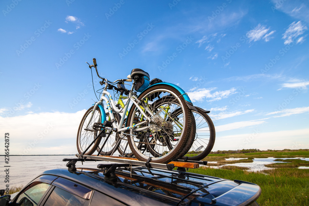 Fototapeta premium Bicycles on roof racks