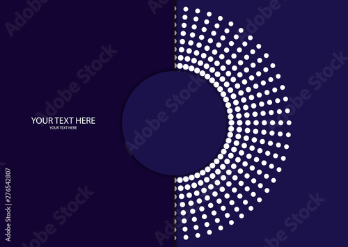 Abstract background circle frame halftone dots isolated on color background. Creative cover design template.