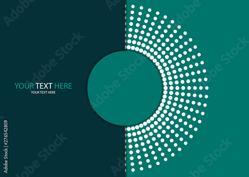 Abstract background circle frame halftone dots isolated on color background. Creative cover design template.