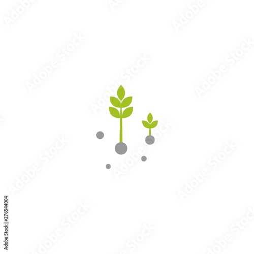 Three Green sprouts, sprigs, raw with leaves and seeds. Icon Isolated on white.