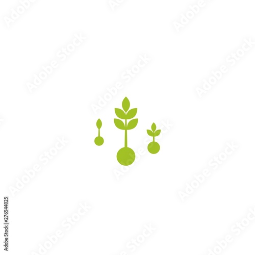 Three Green sprouts, sprigs, raw with leaves and seeds. Icon Isolated on white.