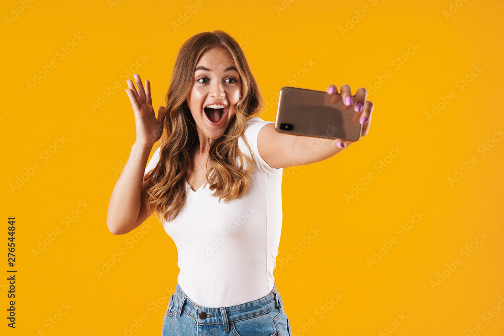 Portrait of a cheerful young casual girl standing Portrait of a cheerful young casual girl standing