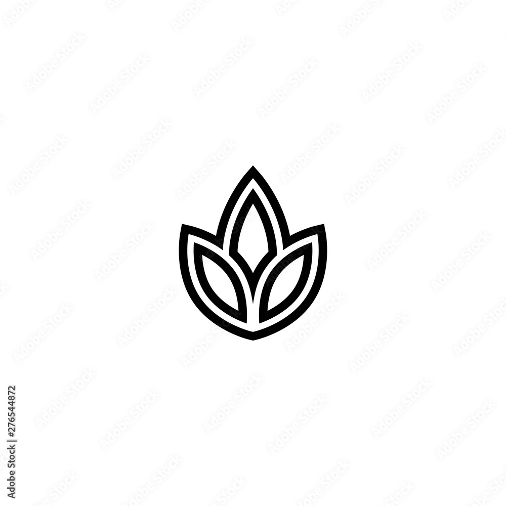 Abstract line floral logo. Isolated on white. Vector illustration. Eco, organic