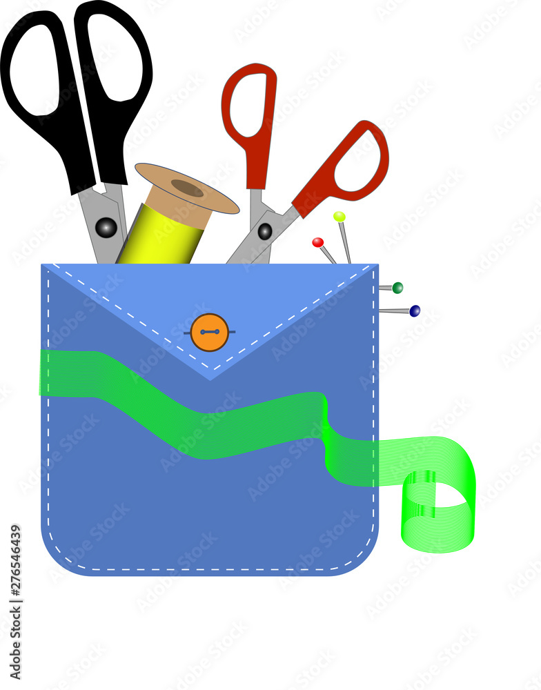 fashion designer tools in the pocket. Home workshop: needle and scissors. fashion designer tools in the pocket. Home workshop: needle and scissors.