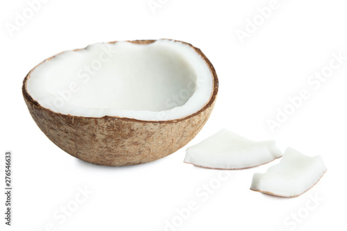 Slices of broken exotic coconut