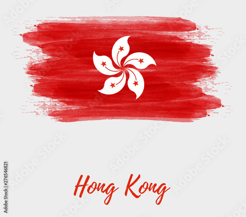 Abstract grunge painted Hong Kong flag