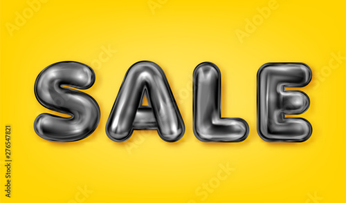 Sale black latex lettering on the yellow background