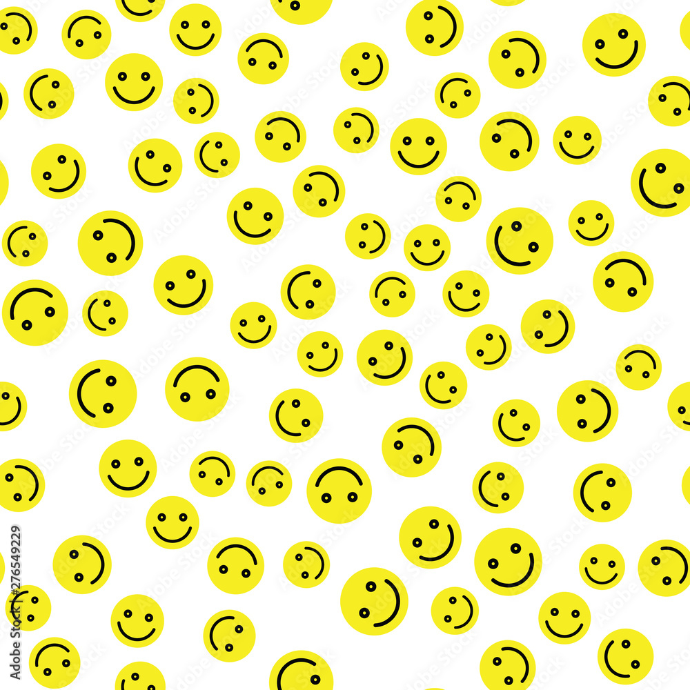 Emoji seamless pattern background. Simple smile yellow emoticons. Vector illustration Emoji seamless pattern background. Simple smile yellow emoticons. Vector illustration