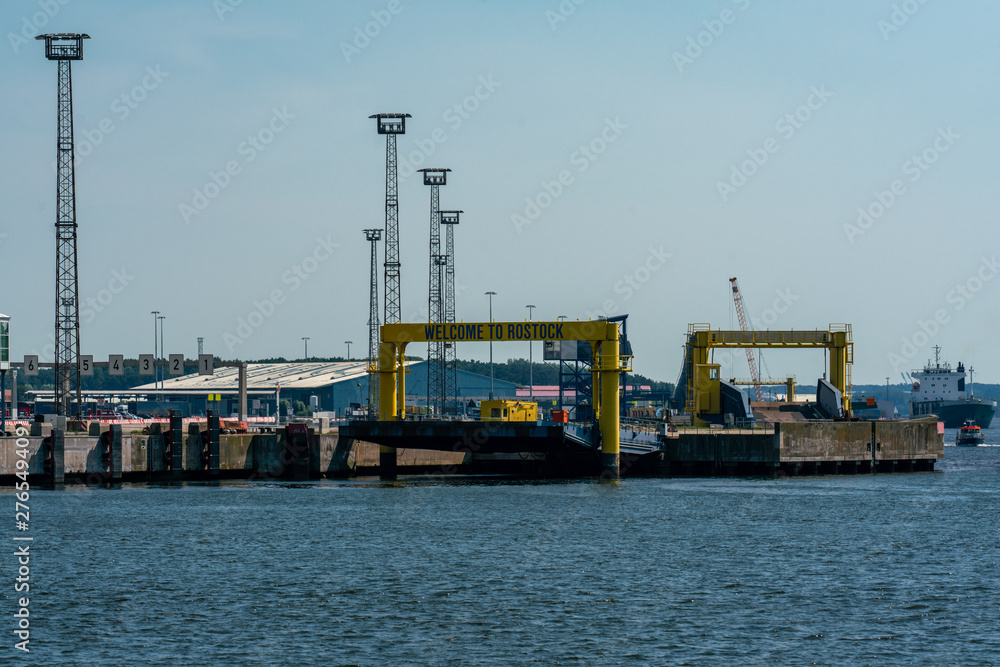 dockside cranes at the industrial harbour in Rostock