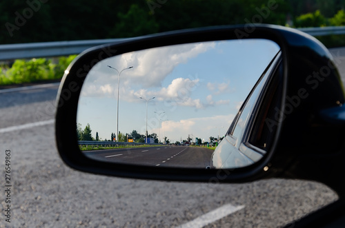 Wallpaper Mural car mirror with motorway reflection Torontodigital.ca