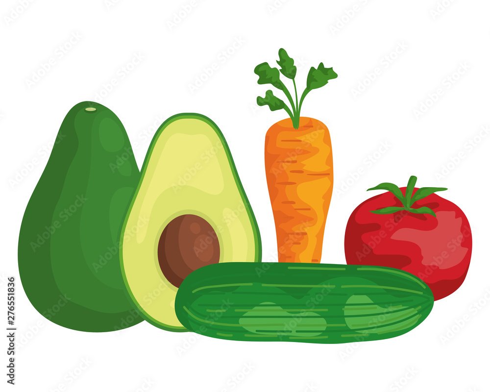 Plakat fresh vegetables healthy food icons