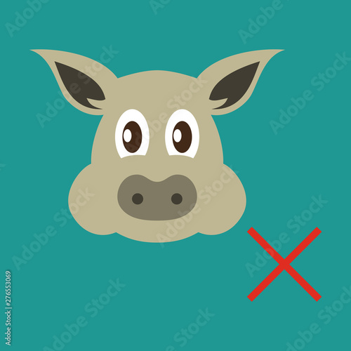 Flat icon illustration of pig in graphic style, hand drawing illustration.