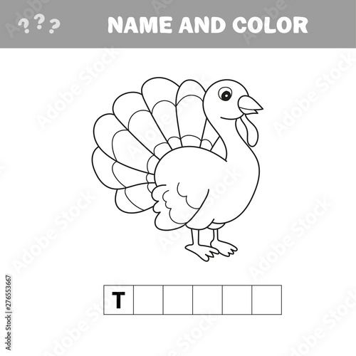 Black and White Cartoon Vector Illustration of Funny Turkey Farm Bird Animal for Coloring Book - Crossword puzzle