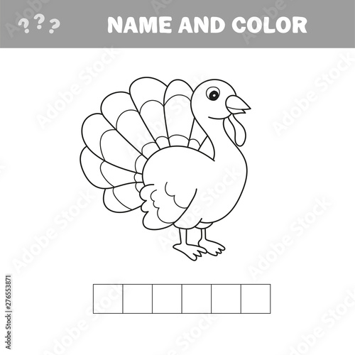 Black and White Cartoon Vector Illustration of Funny Turkey Farm Bird Animal for Coloring Book - Crossword puzzle