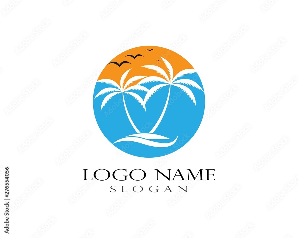 summer tree palm logo icon vector template summer tree palm logo icon vector template