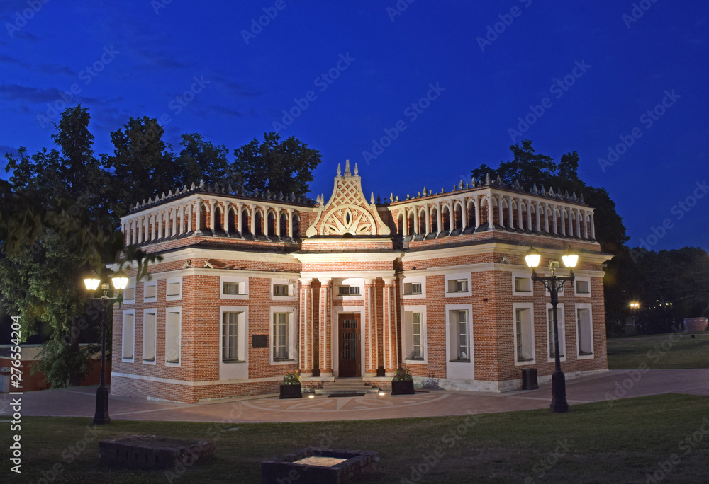 Tsaritsyno Palace complex in Moscow, founded by decree of Empress Catherine II in 1776. The construction was supervised by architects Vasily Bazhenov and Matvey Kazakov. Russia, Moscow, June 2019