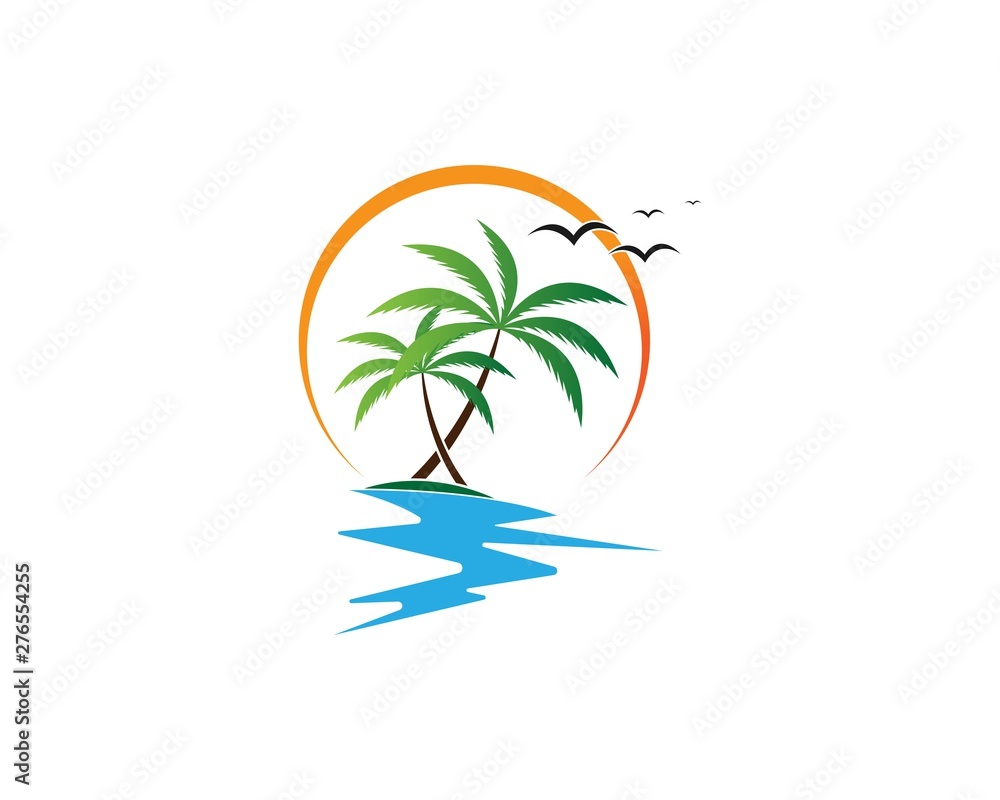 summer tree palm logo icon vector template summer tree palm logo icon vector template