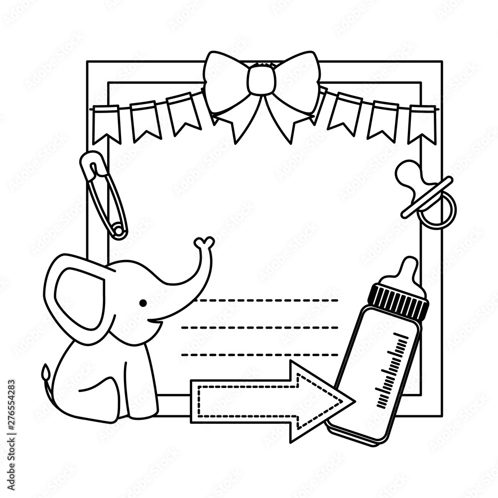 baby shower card with elephant and bottle milk baby shower card with elephant and bottle milk