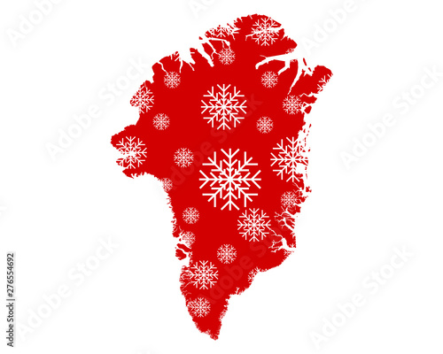 Karte von Grönland mit Schneeflocken