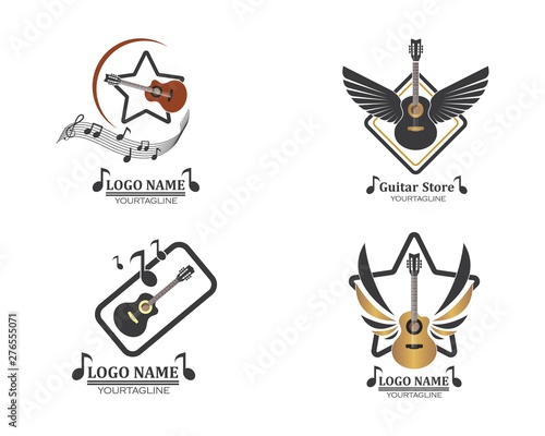 guitar icon logo vector illustration design