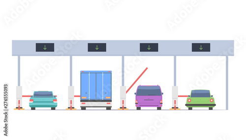 Cars passing on the toll road