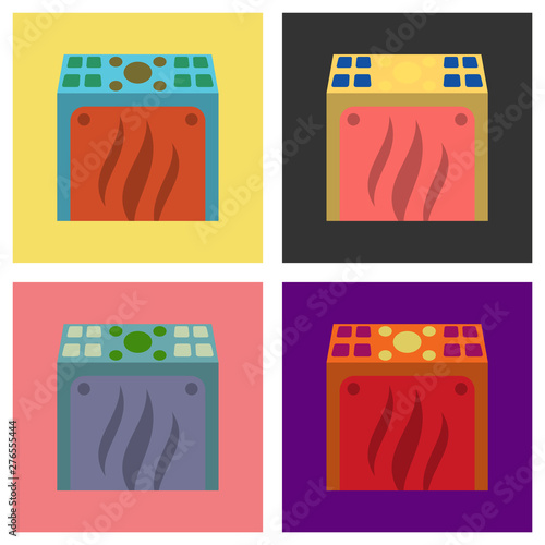 Set of Slot machine icon isolated on background. Flat illustration.