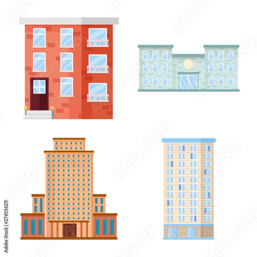 Vector design of facade and building icon. Collection of facade and exterior vector icon for stock.