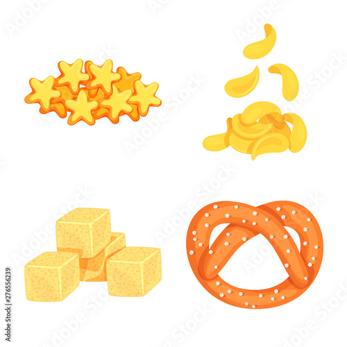 Isolated object of food and crunchy icon. Collection of food and flavor vector icon for stock.