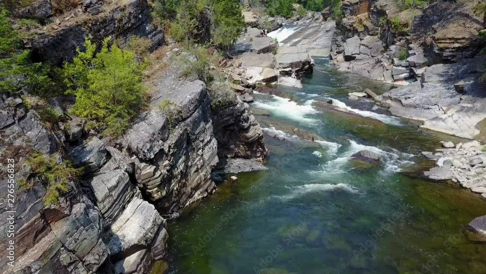 from downstream to upstream on the river, yaak falls, toward, aerial(drone) footage, v06 from downstream to upstream on the river, yaak falls, toward, aerial(drone) footage, v06