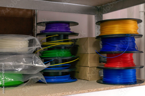 Obraz na plátně 3D printing material, ABS filament, PLA (Polylactic Acid),  PVA Filament