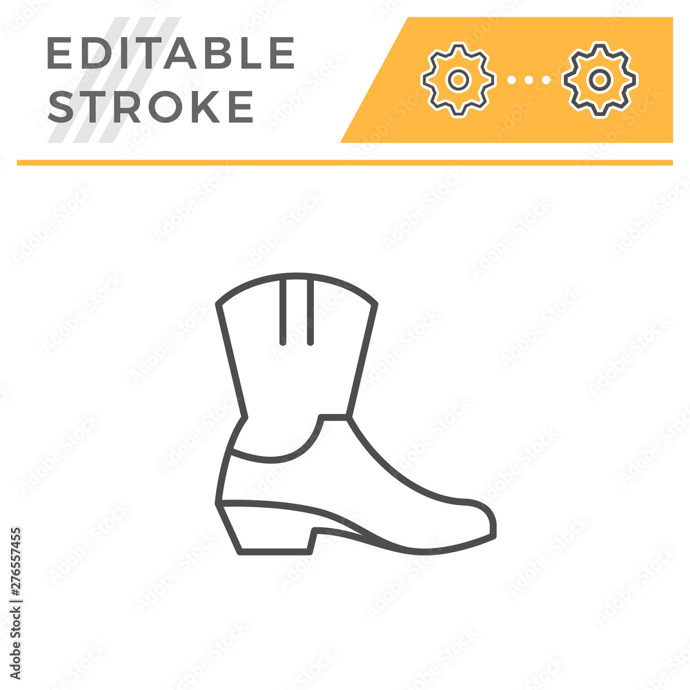 Cowboy boot editable stroke line outline icon Cowboy boot editable stroke line outline icon