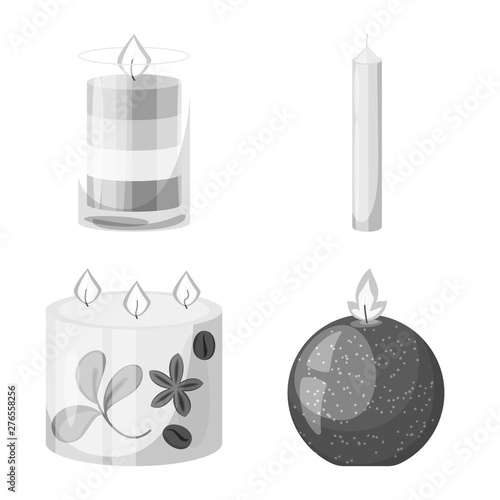 Isolated object of paraffin and fire sign. Set of paraffin and decoration stock vector illustration.