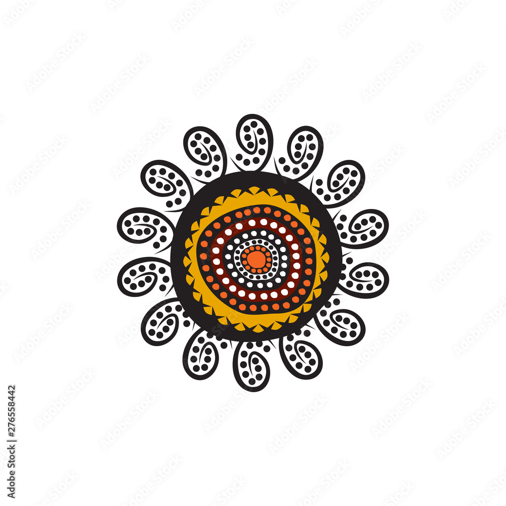 Fototapeta premium Aboriginal art dots painting icon logo design vector template